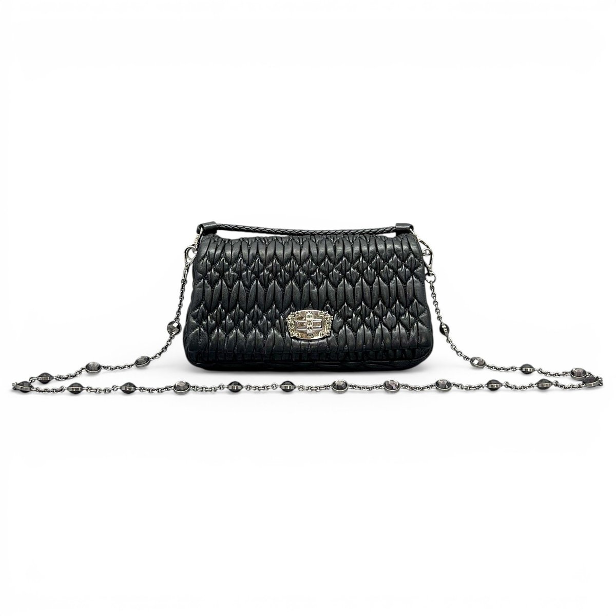 Miu Crystal leather handbag