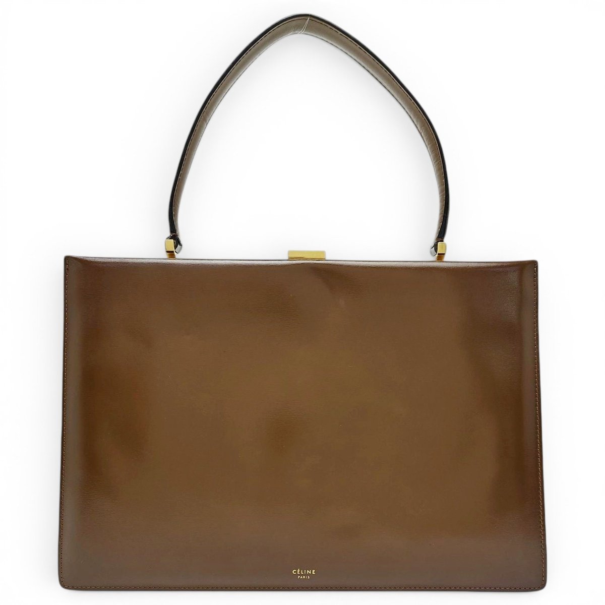 Clasp leather handbag
