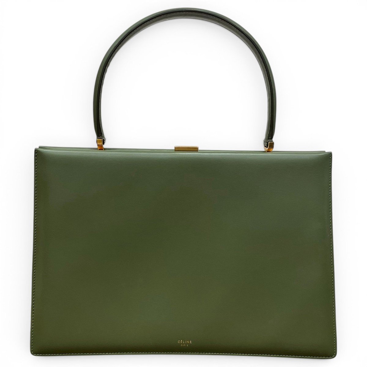 Clasp leather handbag