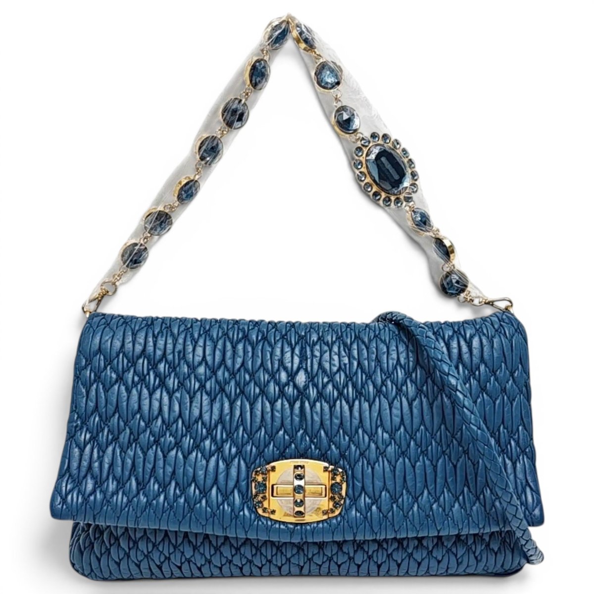 Miu Crystal leather handbag