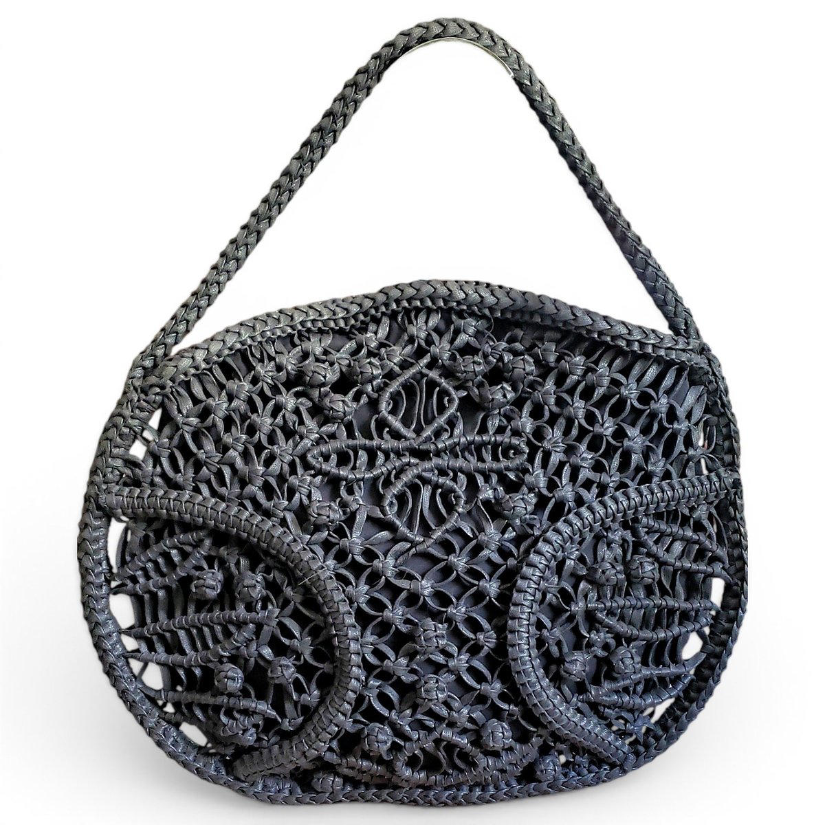 Crochet leather handbag