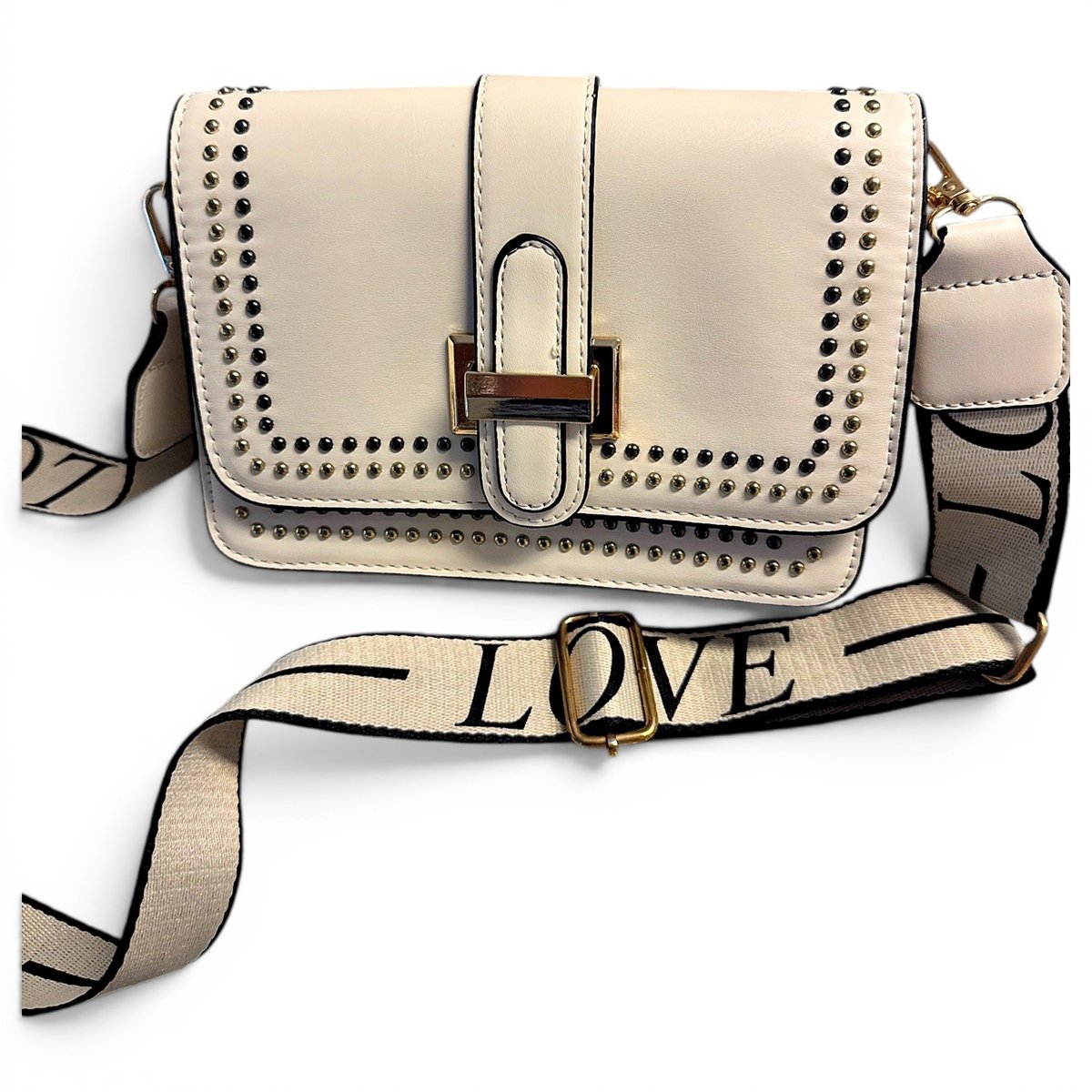 Crochet vegan leather handbag