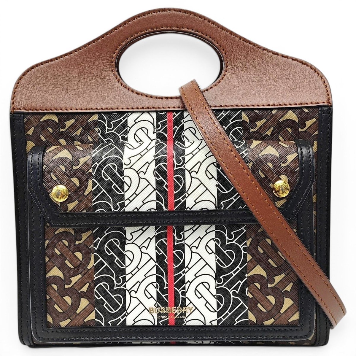 Pocket leather handbag