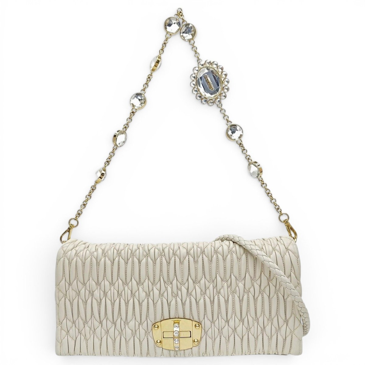 Miu Crystal leather handbag