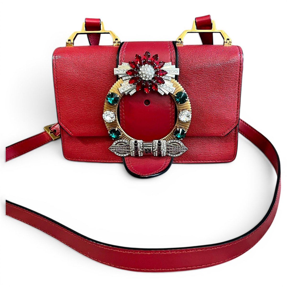 Miu Lady leather crossbody bag
