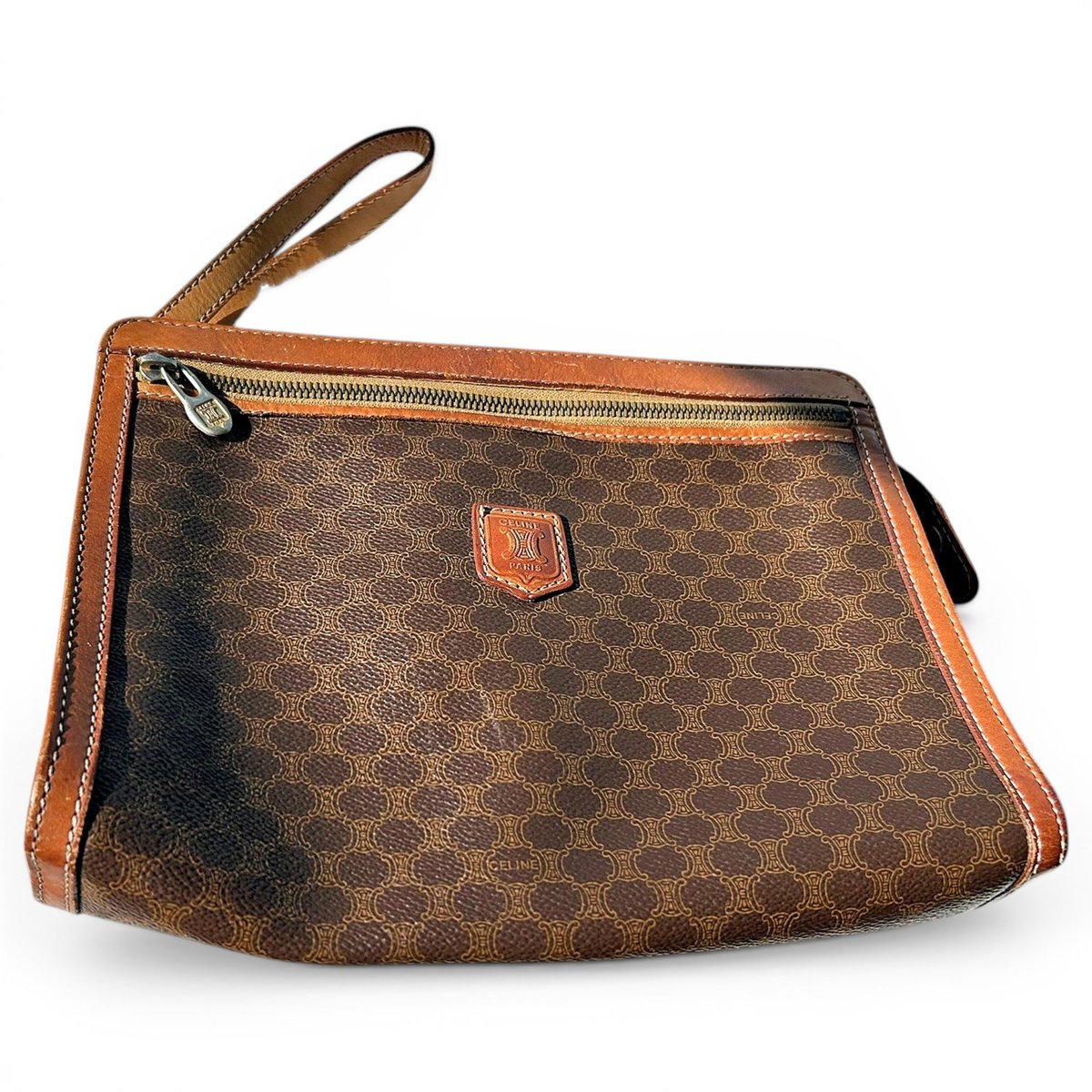 Triomphe Vintage leather clutch bag