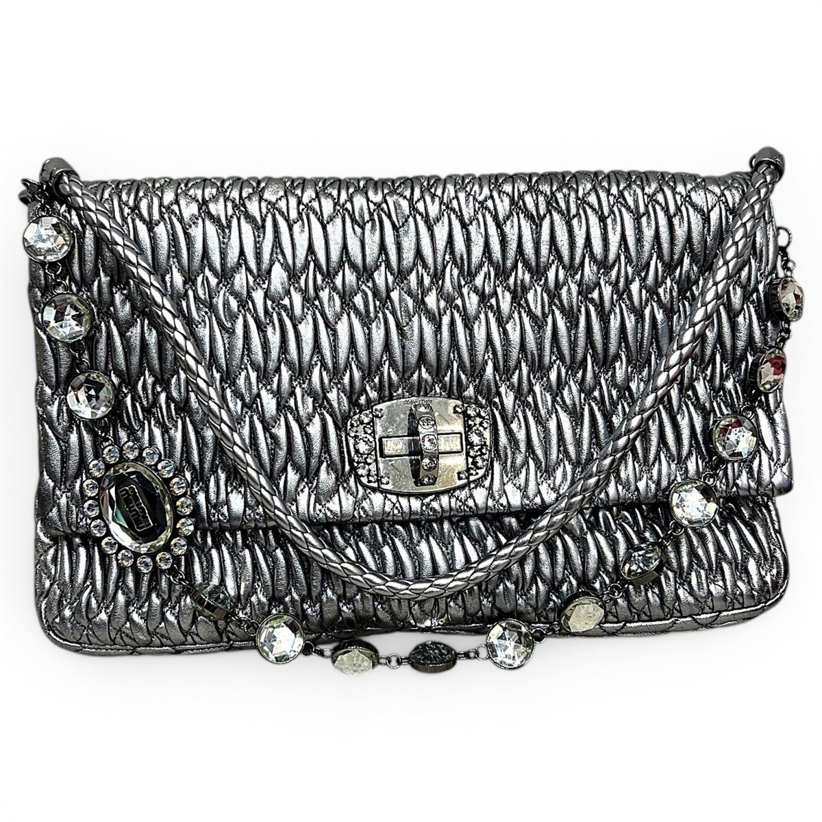 Miu Crystal leather handbag