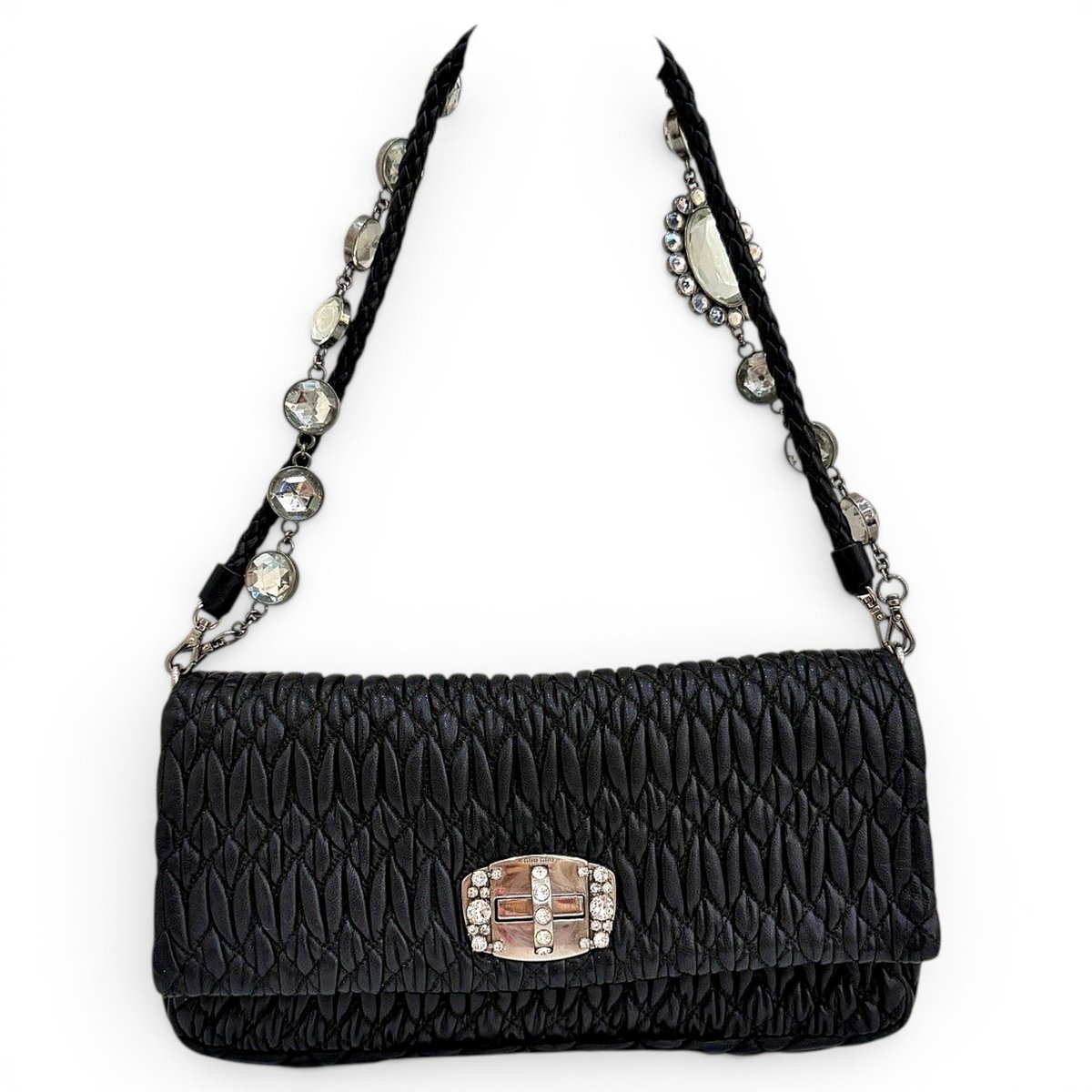 Miu Crystal leather handbag