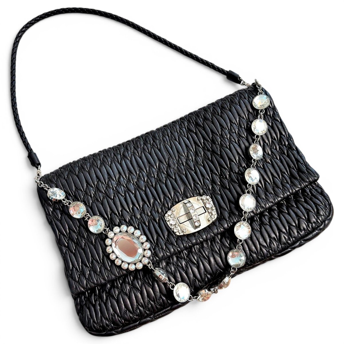 Miu Crystal leather handbag