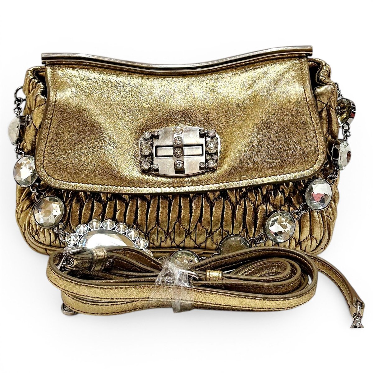 Miu Crystal leather handbag