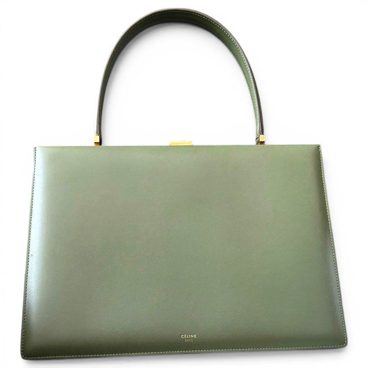 Clasp leather handbag