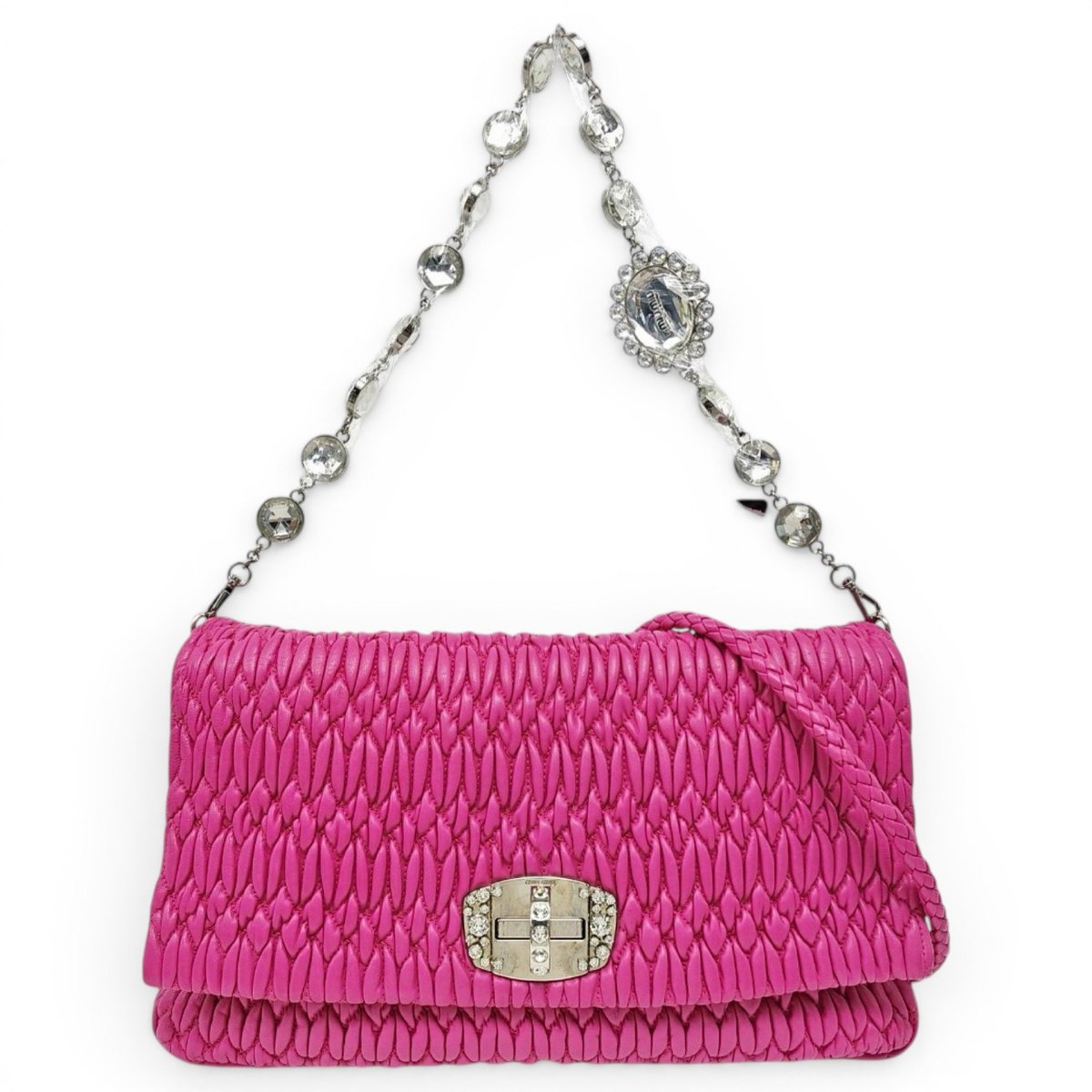 Miu Crystal leather handbag