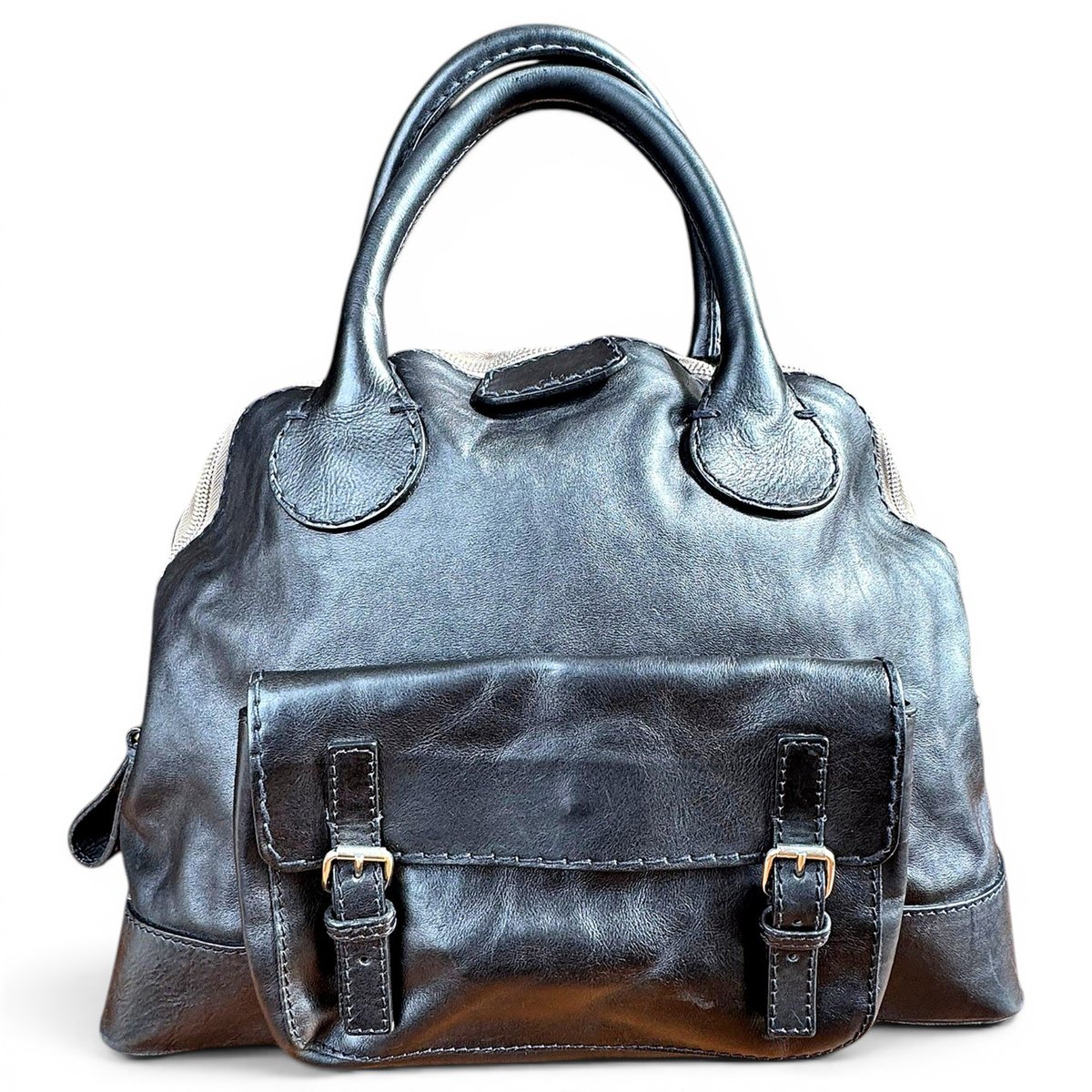 Edith leather bowling bag