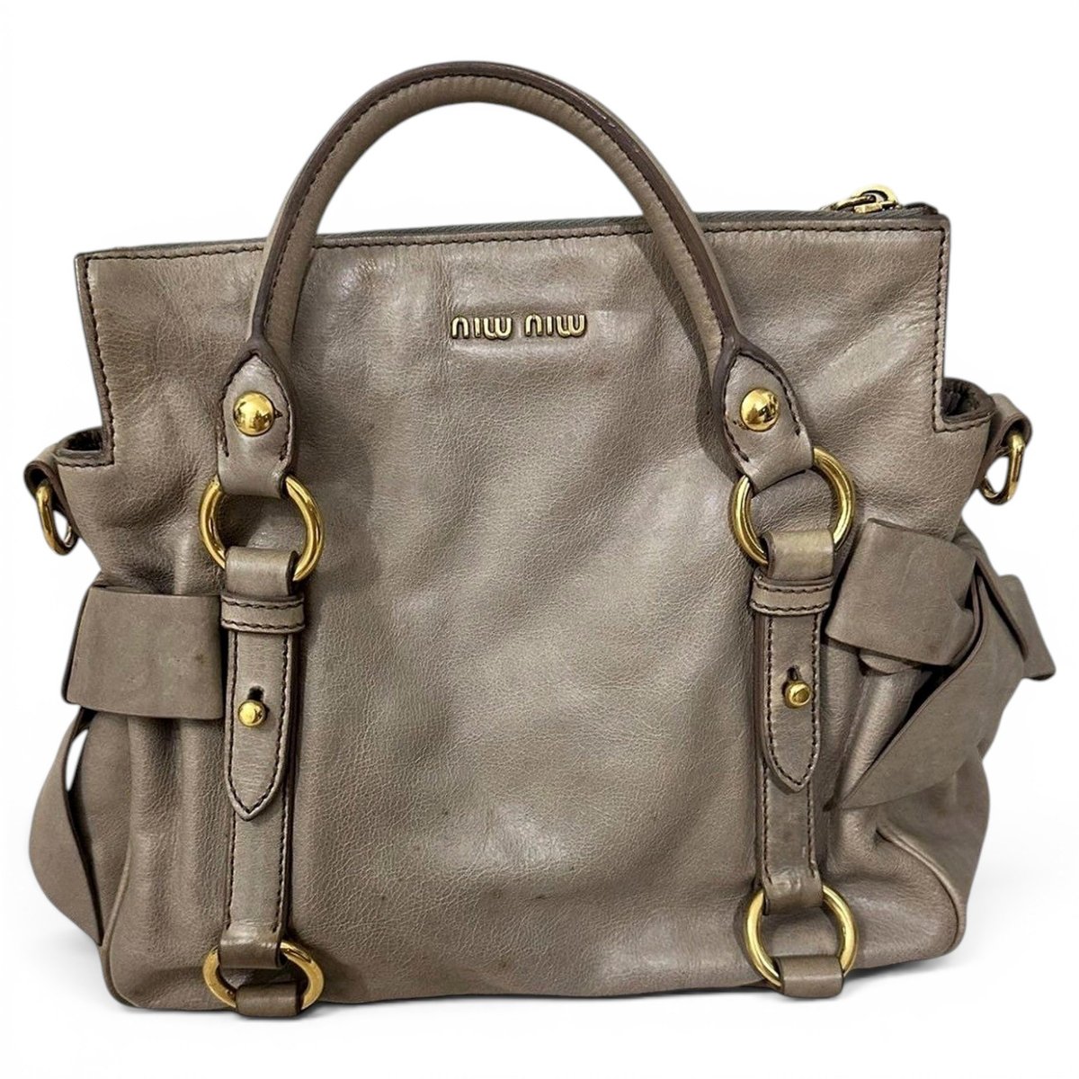 Bow bag leather handbag