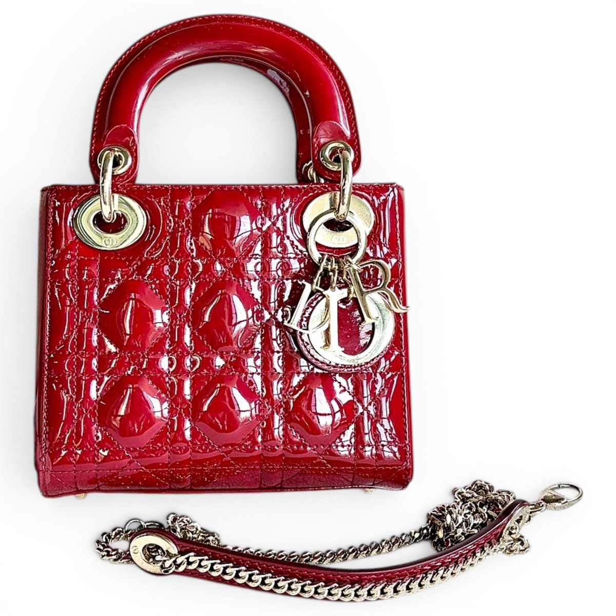 Lady Dior patent leather handbag