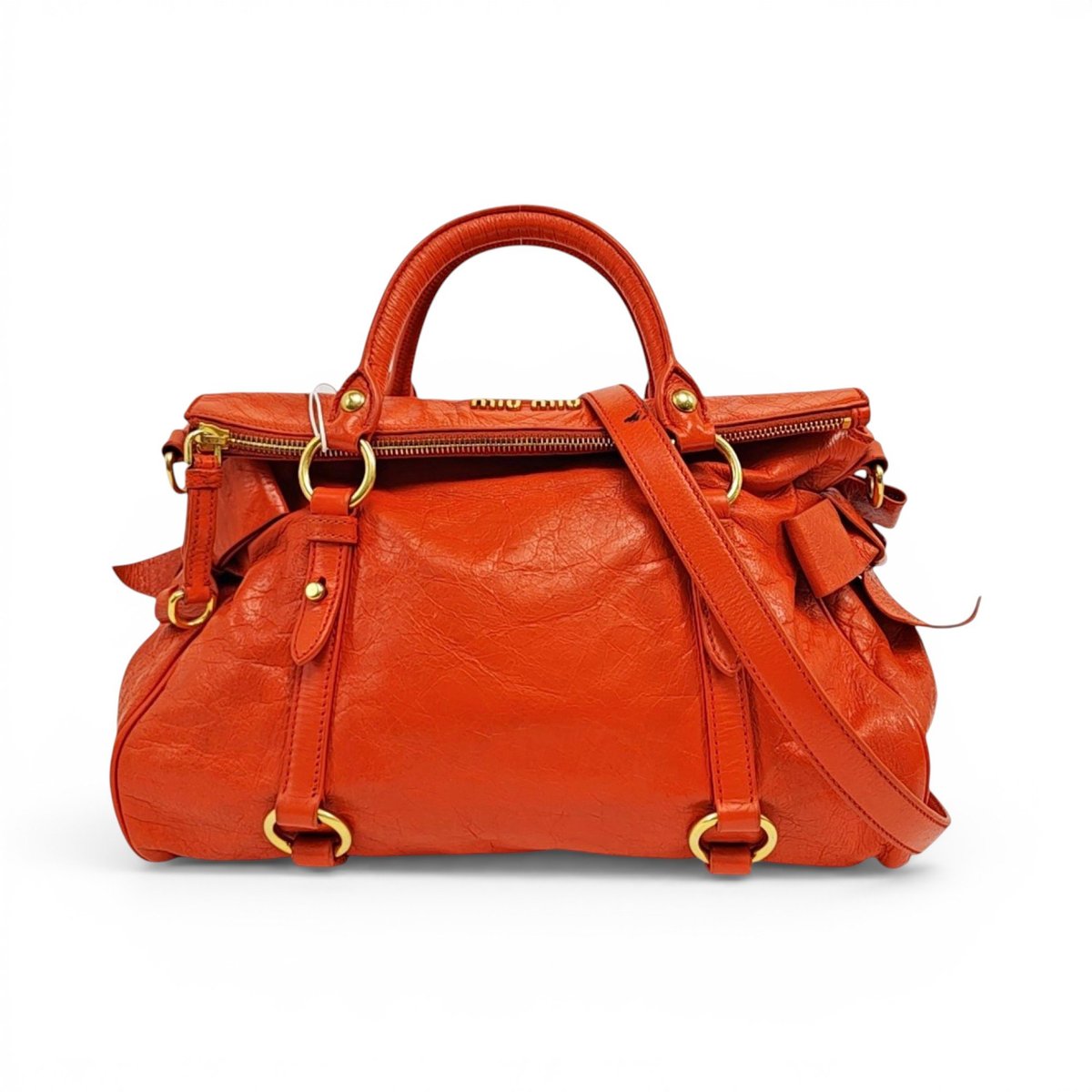 Bow bag leather handbag