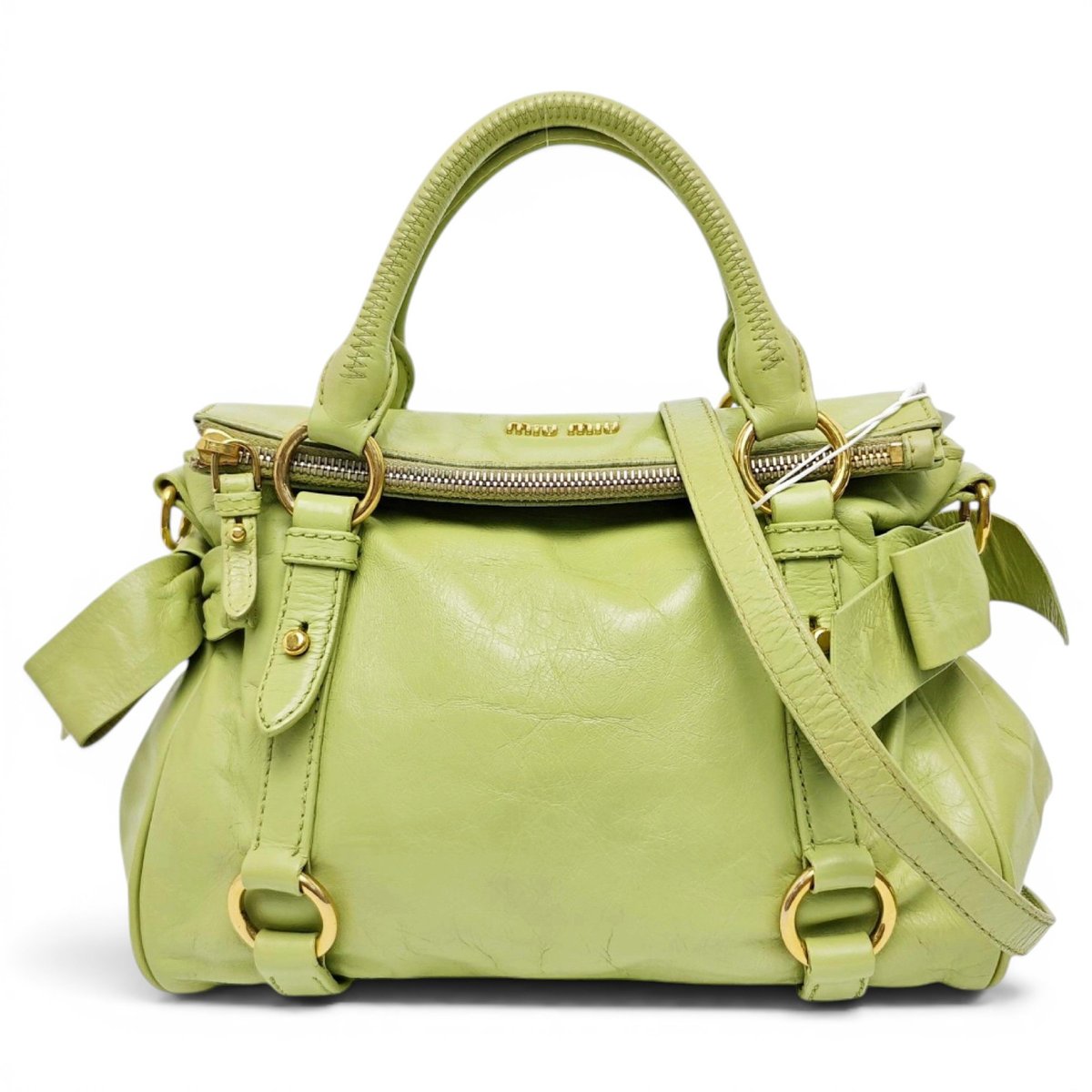 Bow bag leather handbag