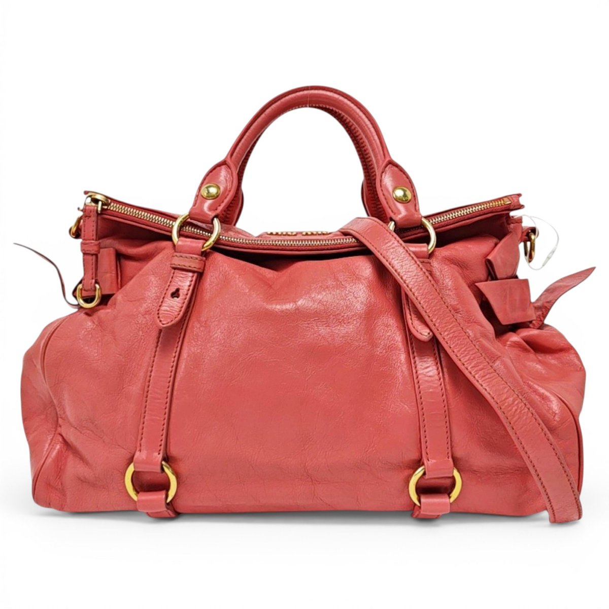 Bow bag leather handbag