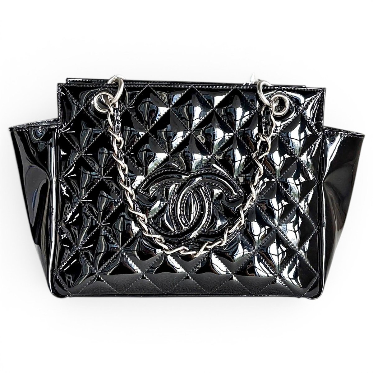 Grand shopping patent leather handbag