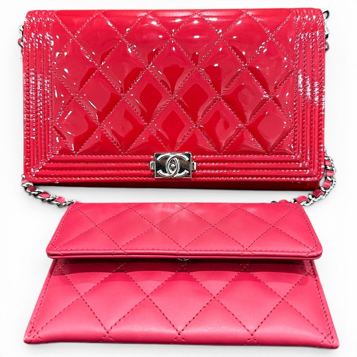 Wallet On Chain Boy patent leather handbag