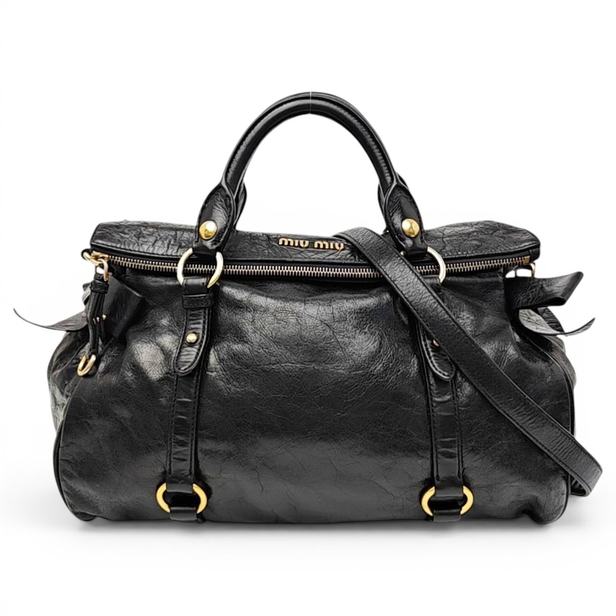 Bow bag leather handbag