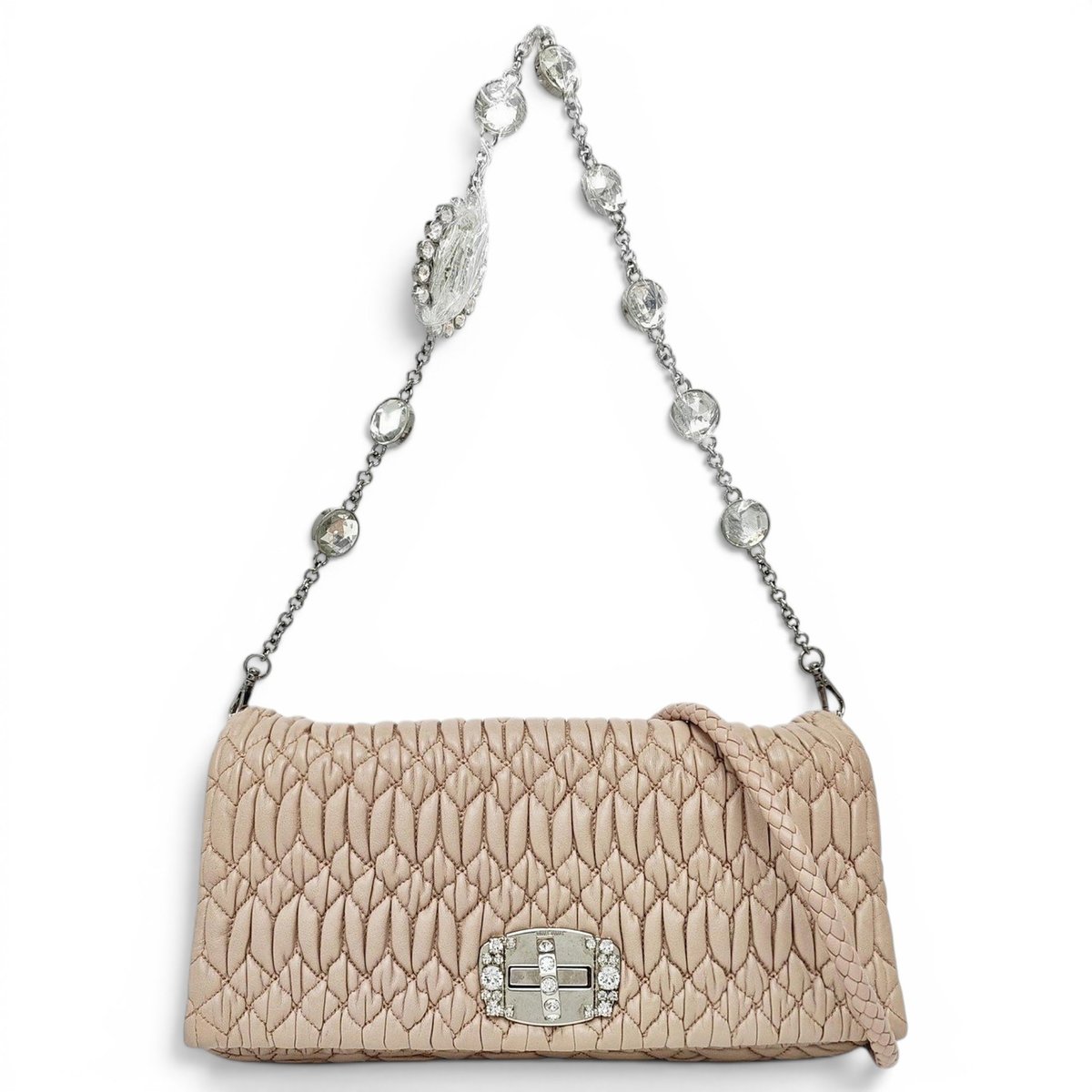 Miu Crystal leather handbag
