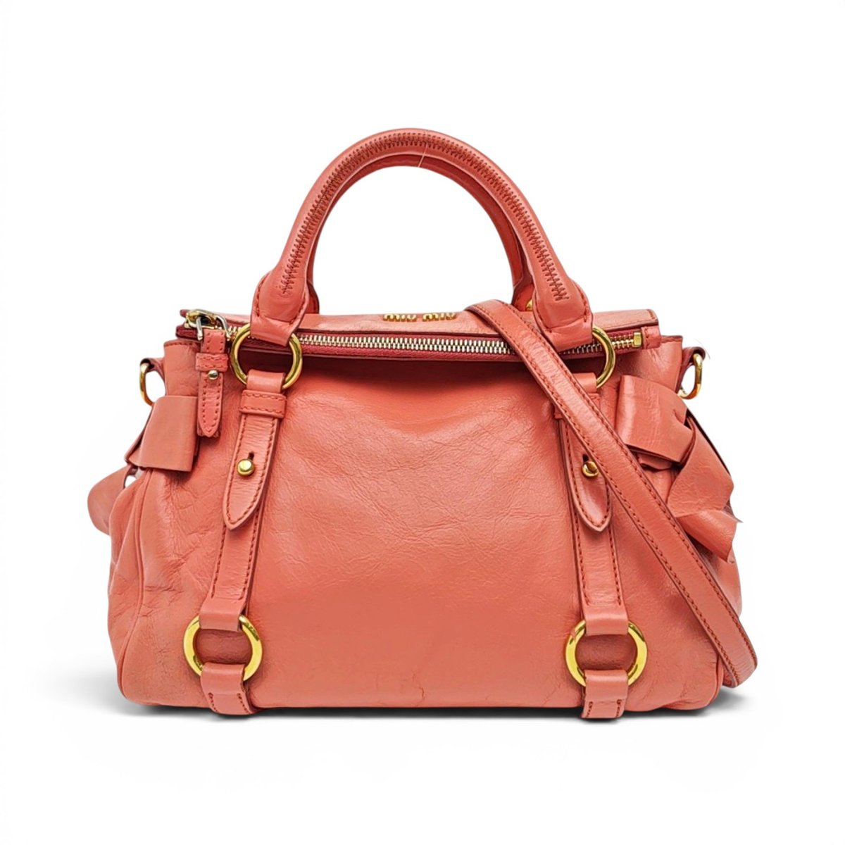 Bow bag leather handbag