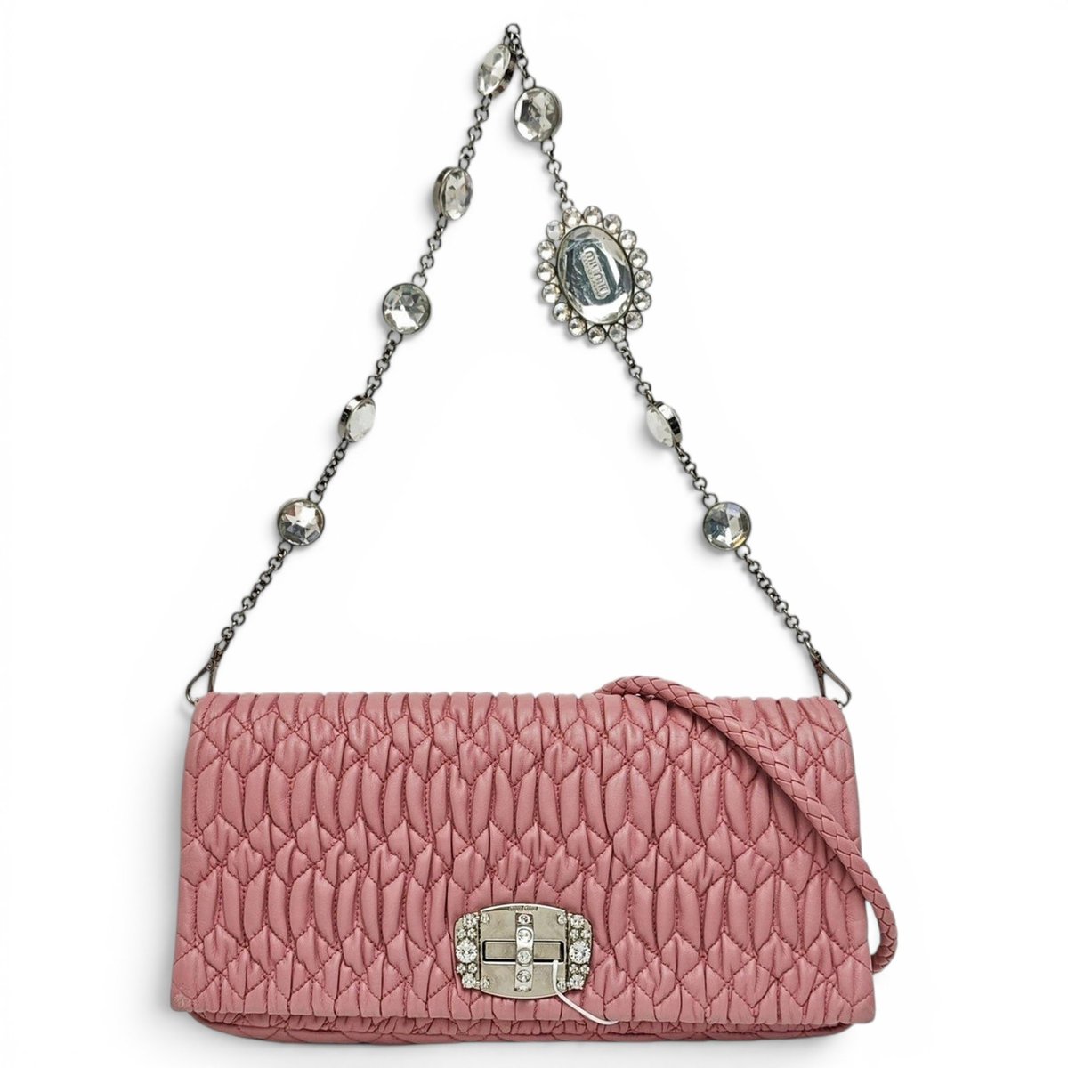 Miu Crystal leather handbag