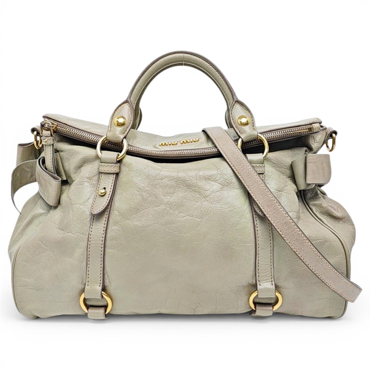 Bow bag leather handbag