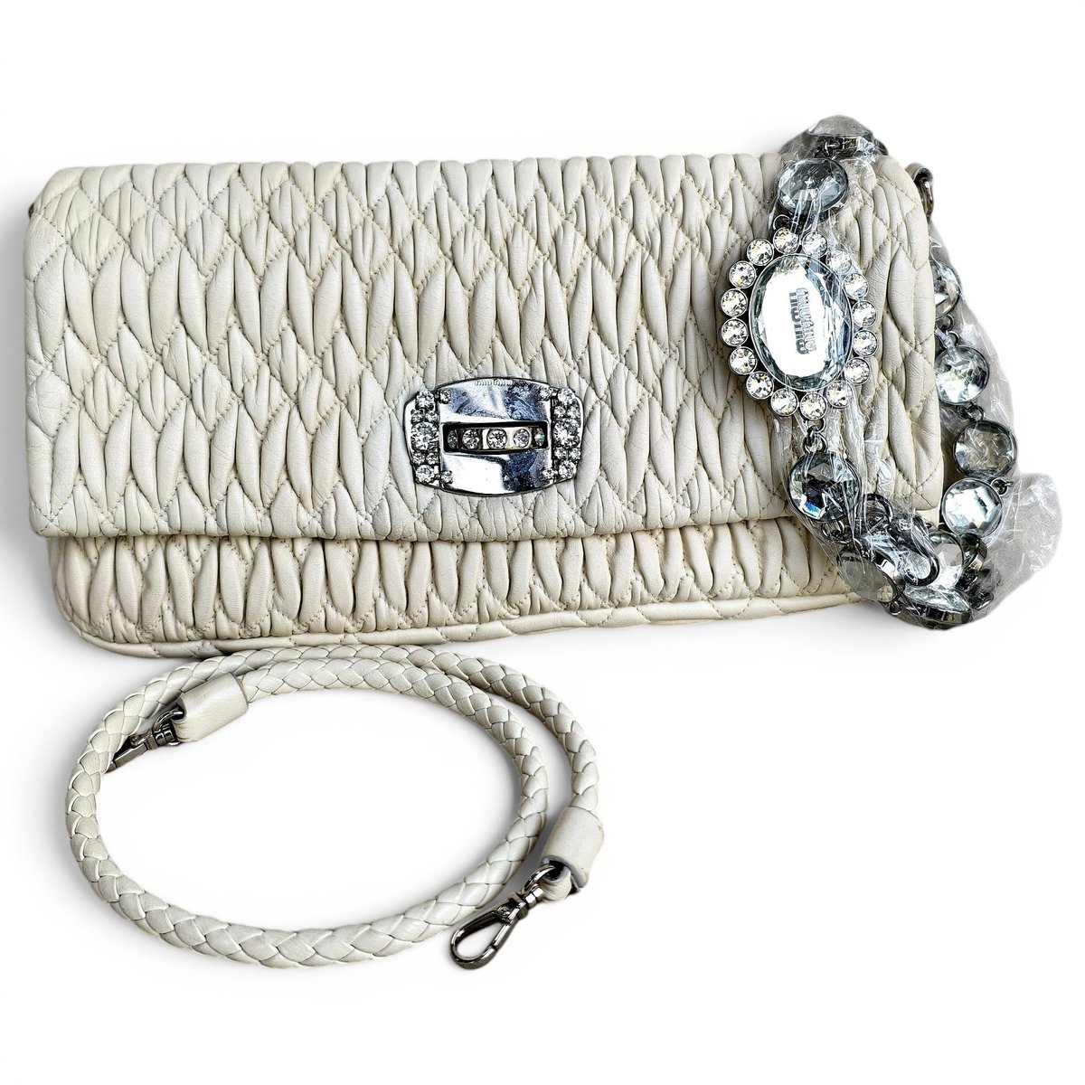 Miu Crystal leather handbag