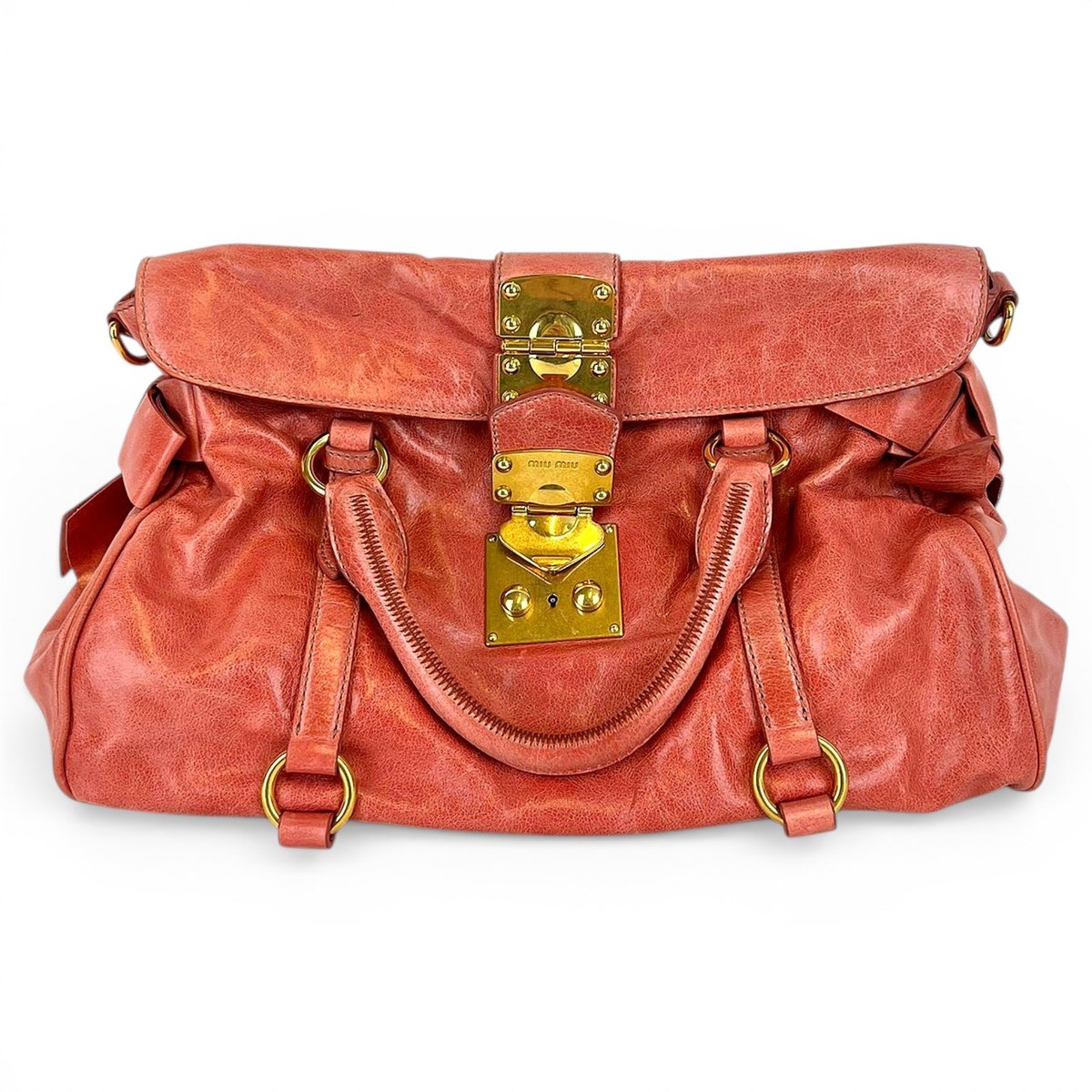 Bow bag leather handbag