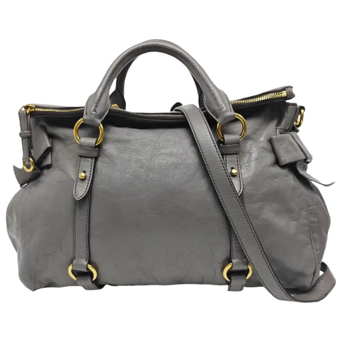 Bow bag leather handbag