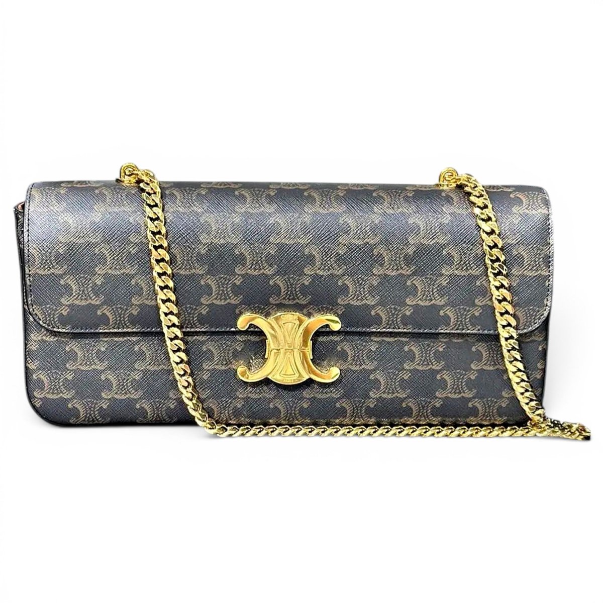 Triomphe chain vinyl handbag