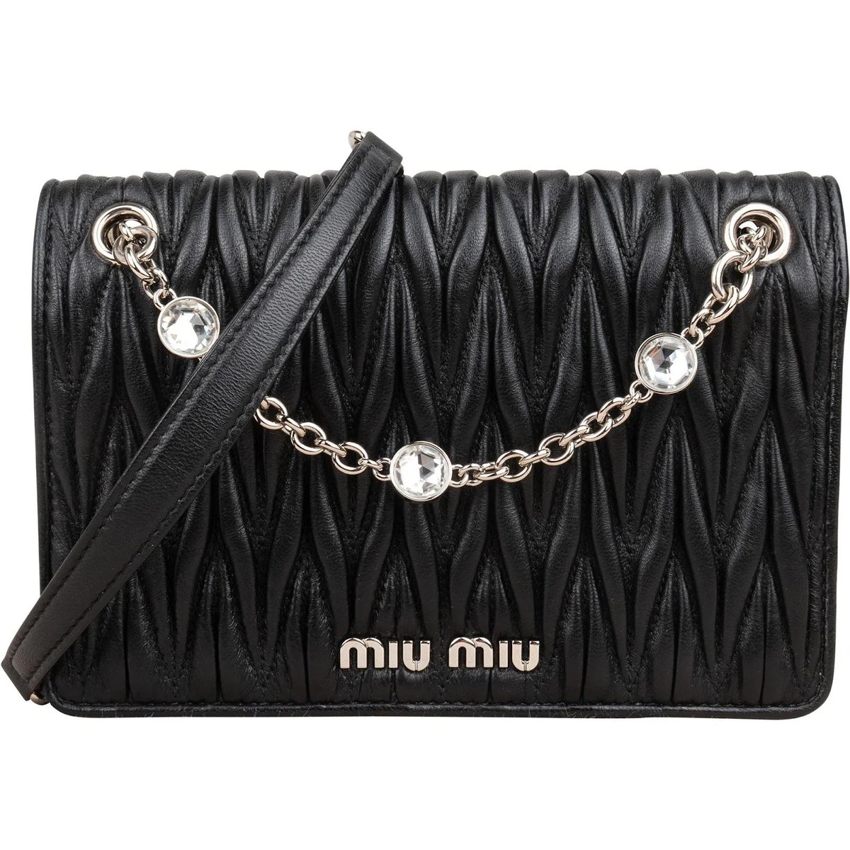 Miu Crystal leather crossbody bag