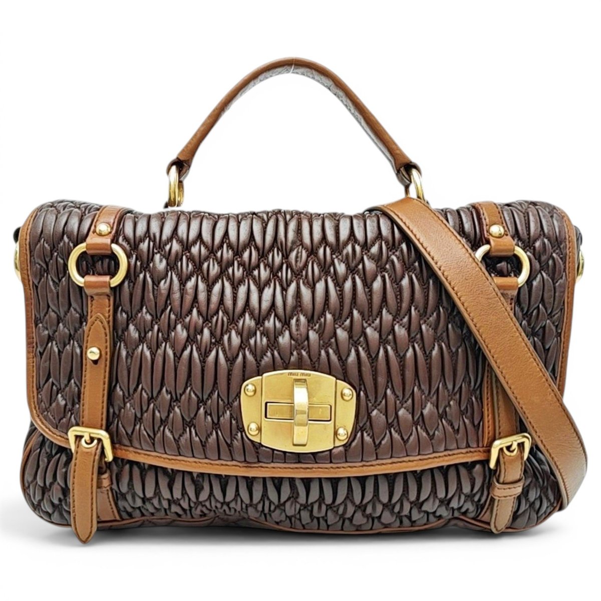 Miu Crystal leather handbag