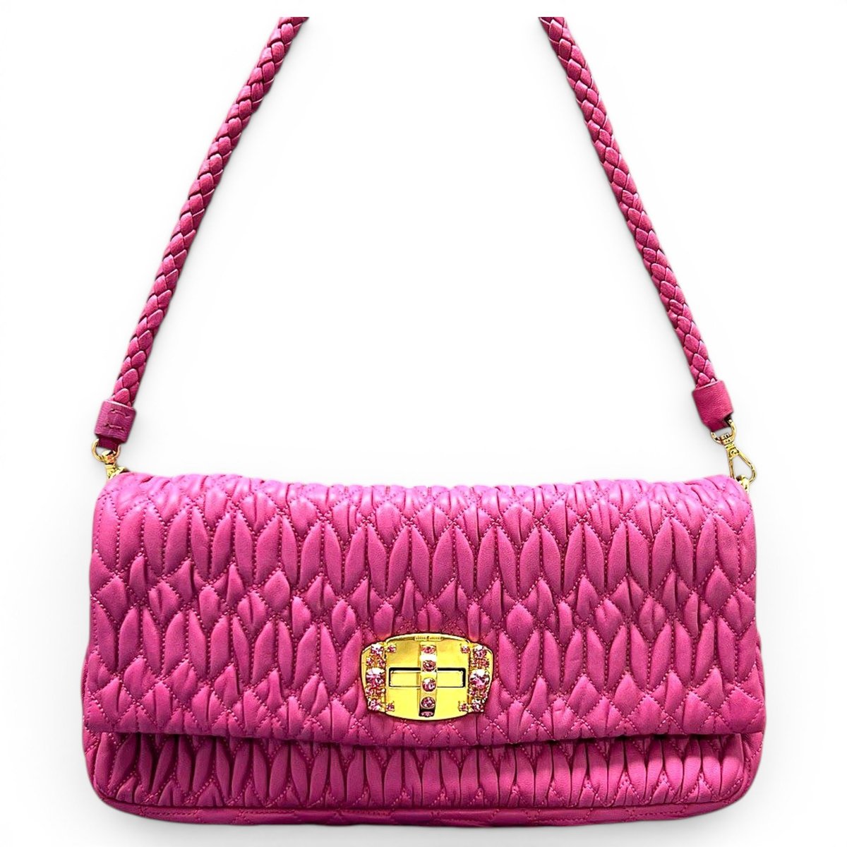 Miu Crystal leather handbag
