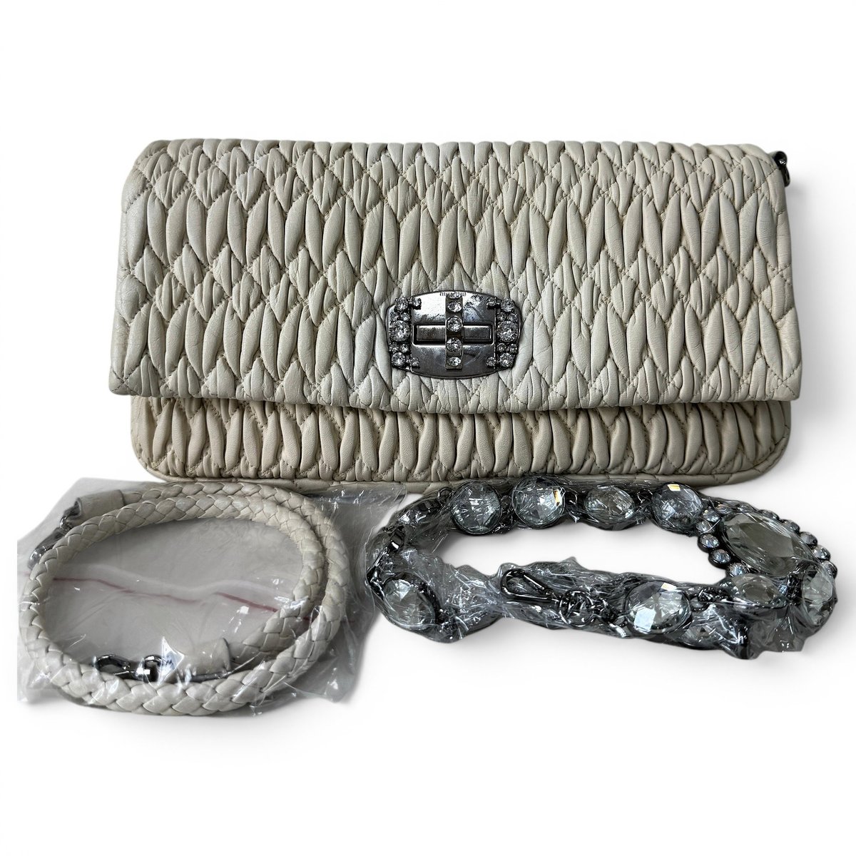 Miu Crystal leather handbag