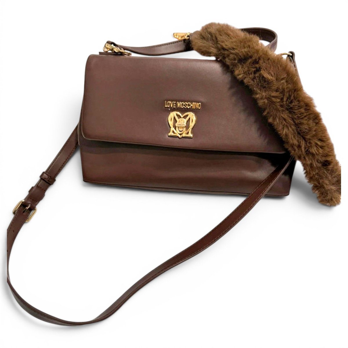 Faux fur crossbody bag