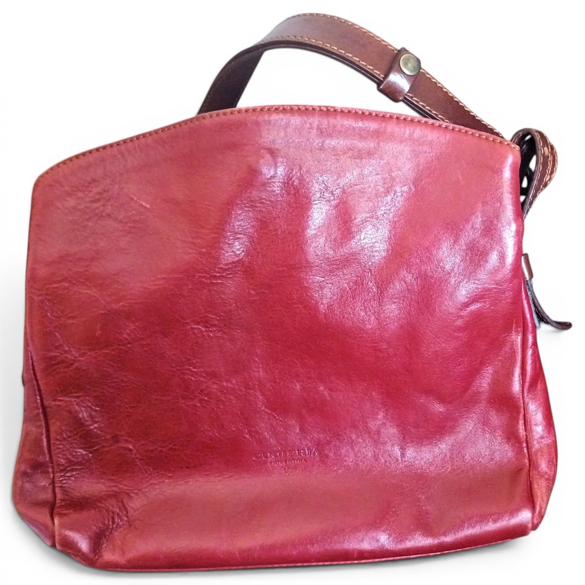 Crochet leather handbag