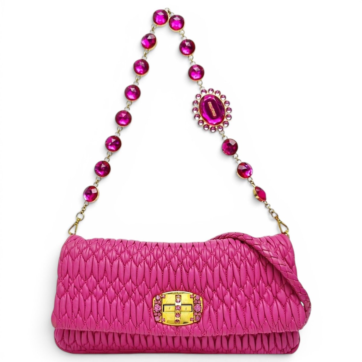 Miu Crystal leather handbag
