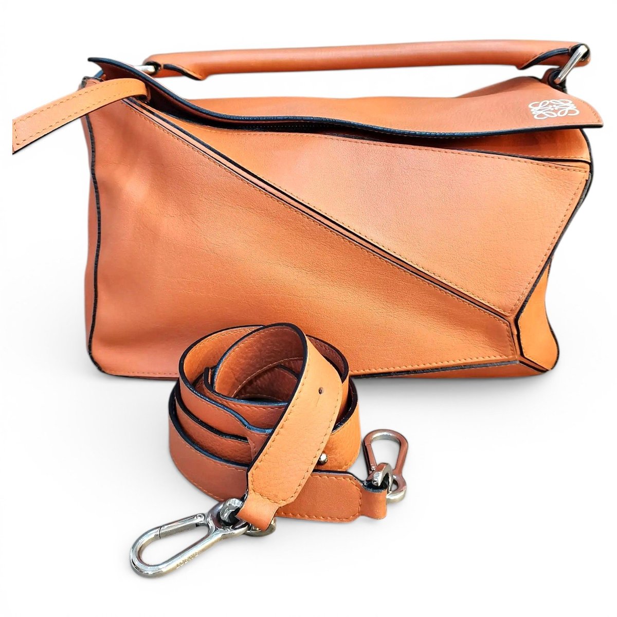 Puzzle leather handbag
