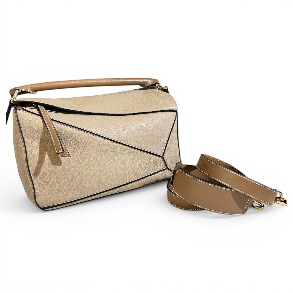 Puzzle leather handbag