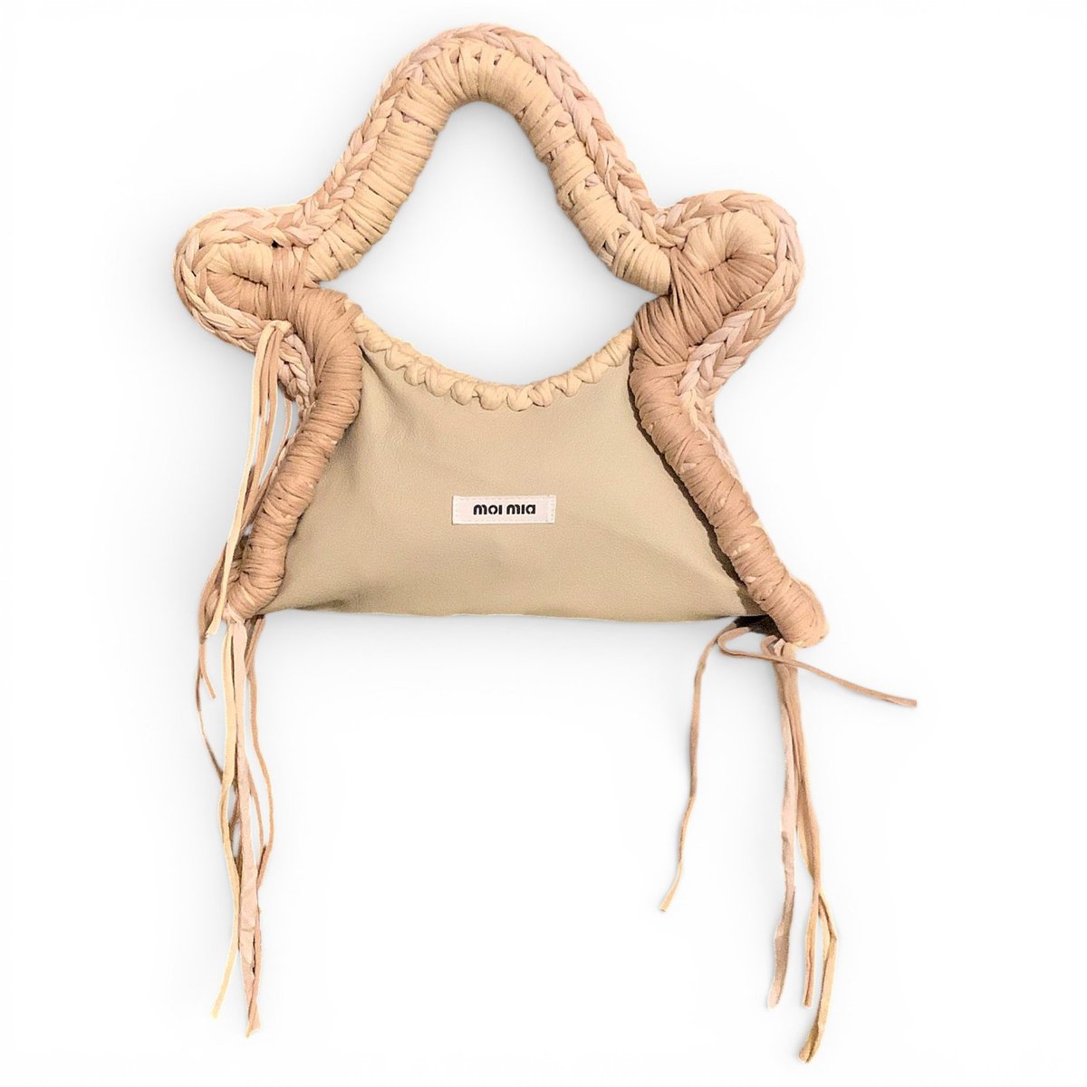 Crochet leather handbag