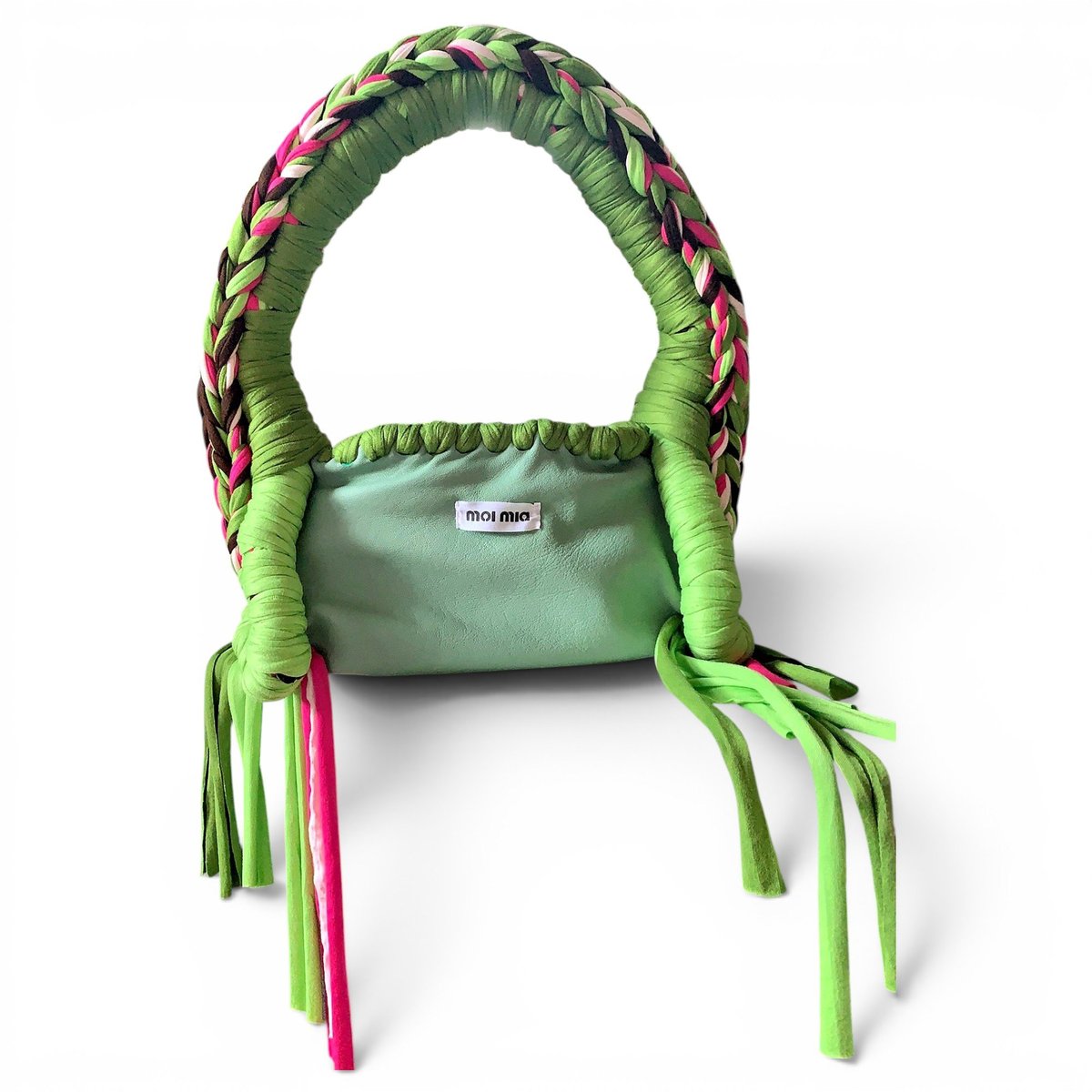 Crochet leather handbag