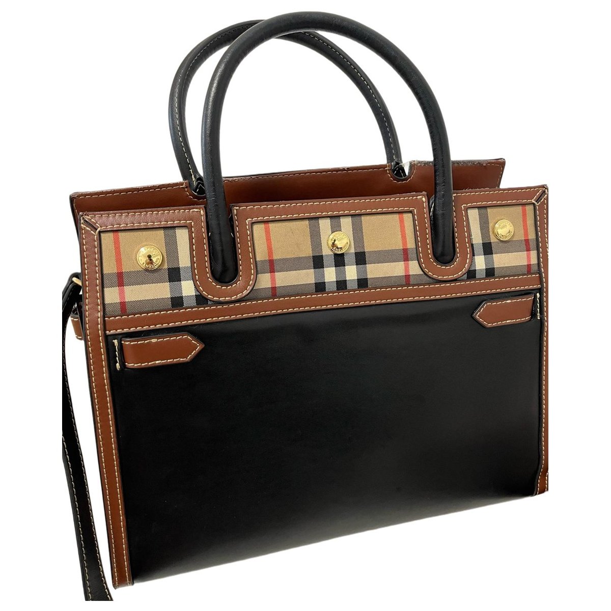 Title leather handbag