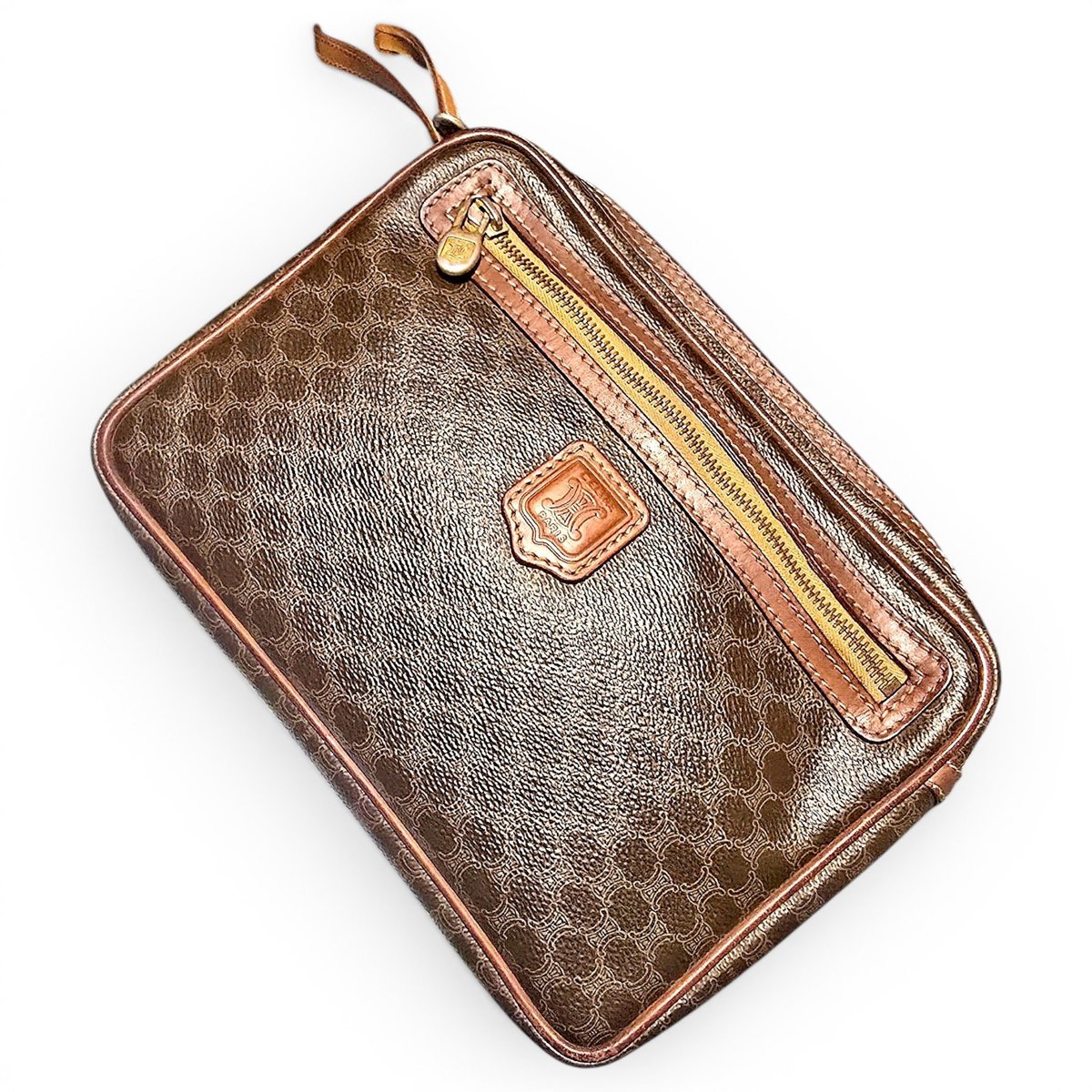 Triomphe Vintage leather clutch bag