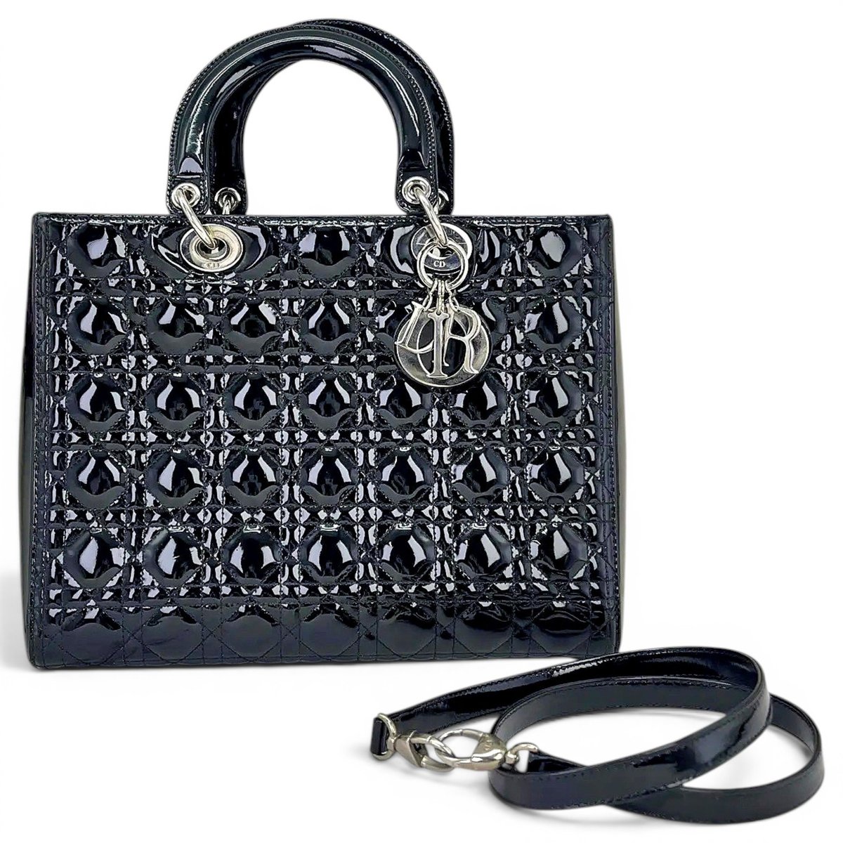 Lady Dior patent leather handbag