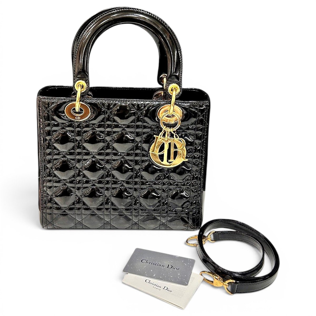 Lady Dior patent leather handbag