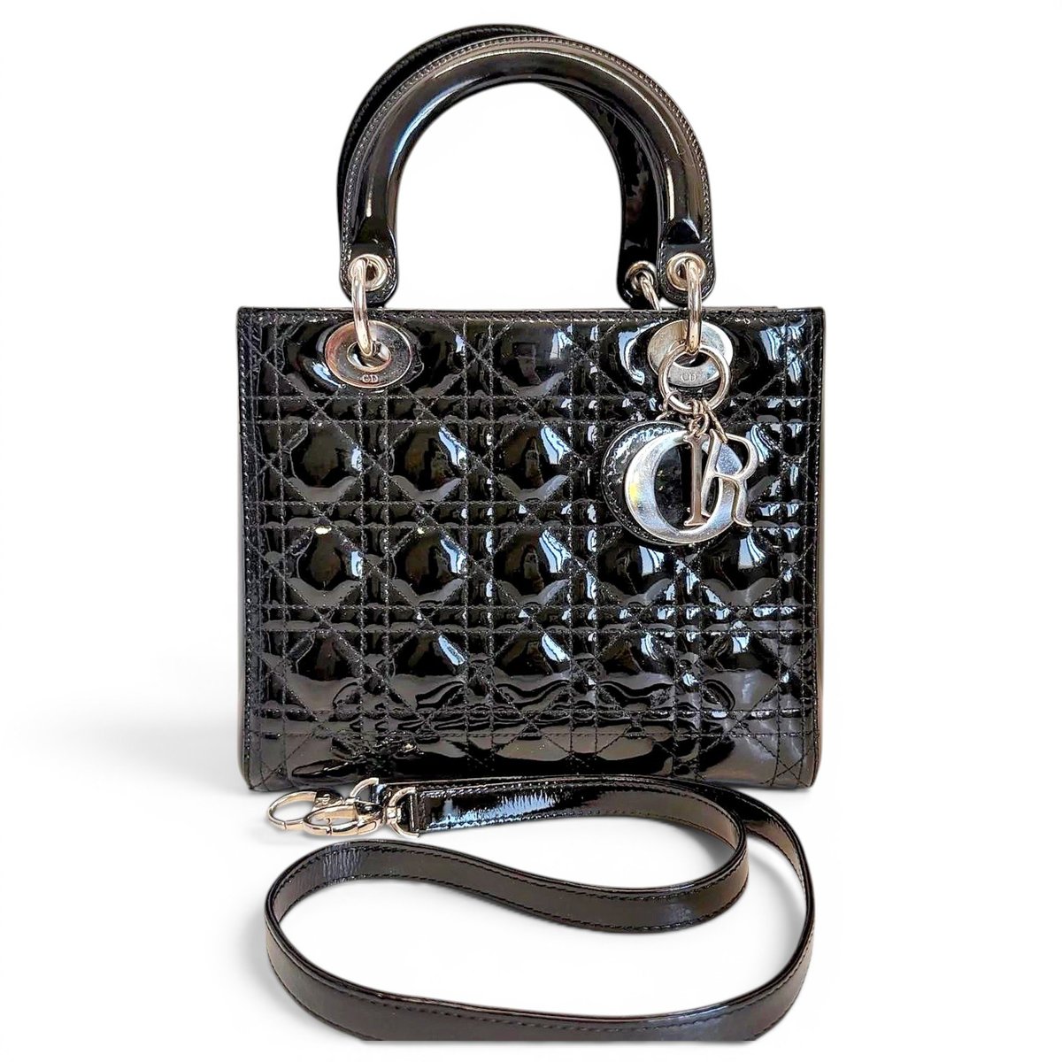 Lady Dior patent leather handbag