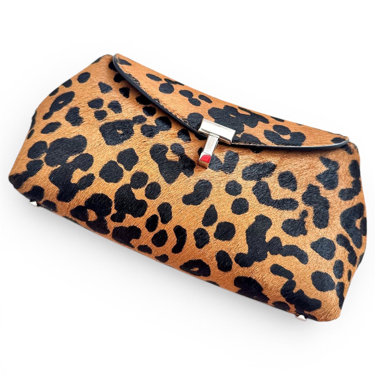 T-Lock pony-style calfskin clutch bag